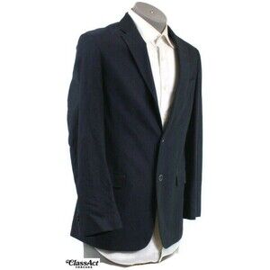 Tommy Hilfiger Sport Coat Mens Blue Cotton Blend 2 Btn Herringbone 40R